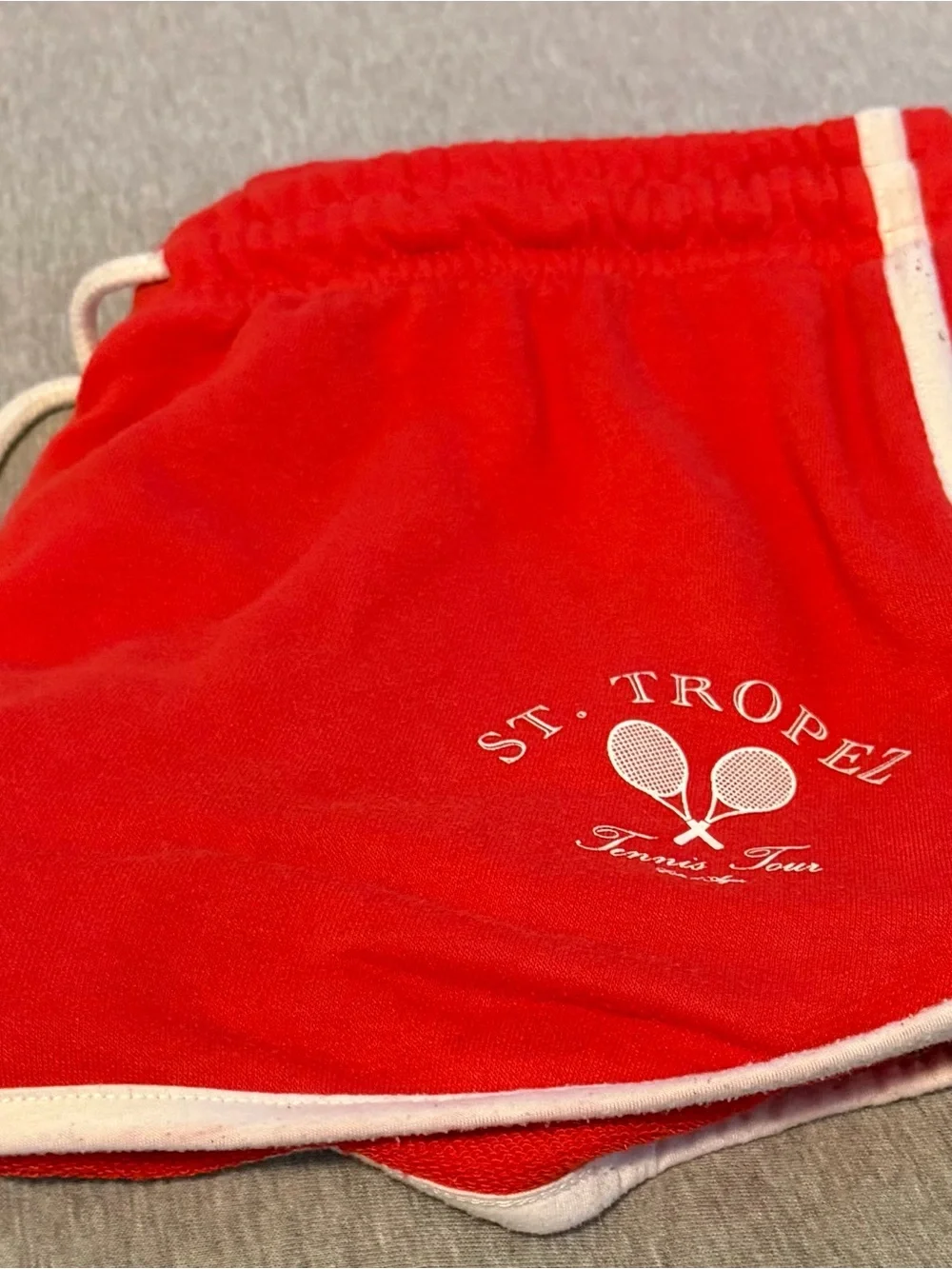 Women’s Red Drawstring Retro Trim Shorts